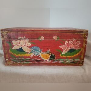Vintage Chinese Storage Box, Handpainted, Chinese